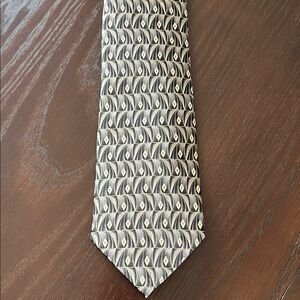 Pierre Cardin Cream and Black Silk Tie with Geometric Design